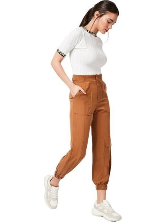 Pants Damen Stoff Cargo Hose Braun