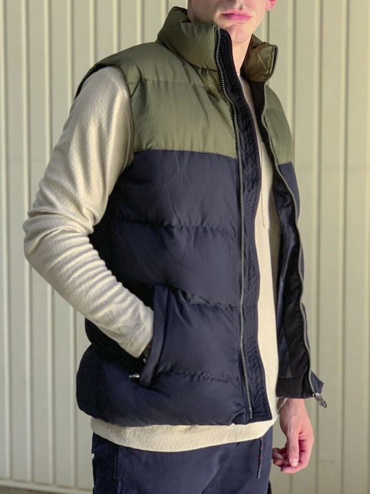 Huxley & Grace Ärmellos Herren Jacke Puffer Χακί.