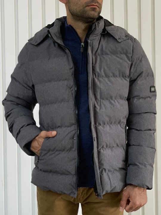 Huxley & Grace Herren Winter Jacke Puffer Γκρι