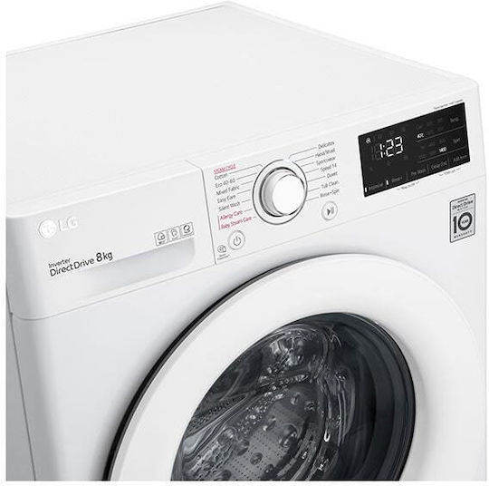 LG Пералня Инверторен пряко 8кг с Парна Технология 1400 Оборота AI DD F4WV308S3U