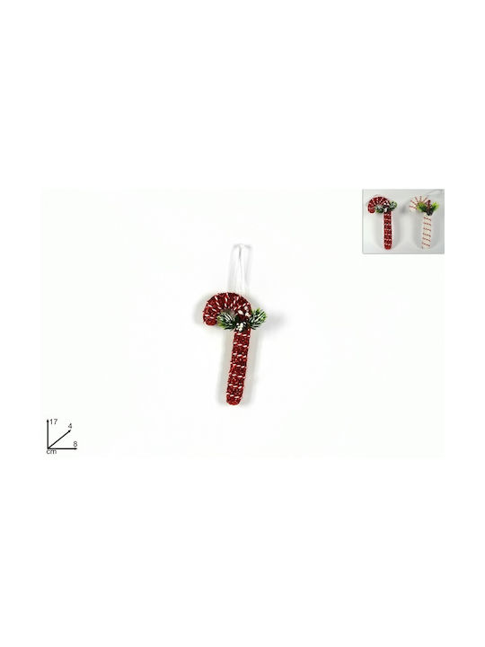 Due esse Christmas Cane Ornament Red 4x17cm