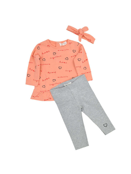 Babybol Kinder Set mit Shorts Sommer 3Stück Pink-Grey