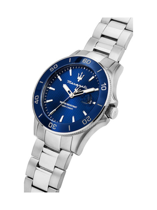 Maserati Competizione Men's Watch 43mm Chronograph Battery with Silver Metal Bracelet