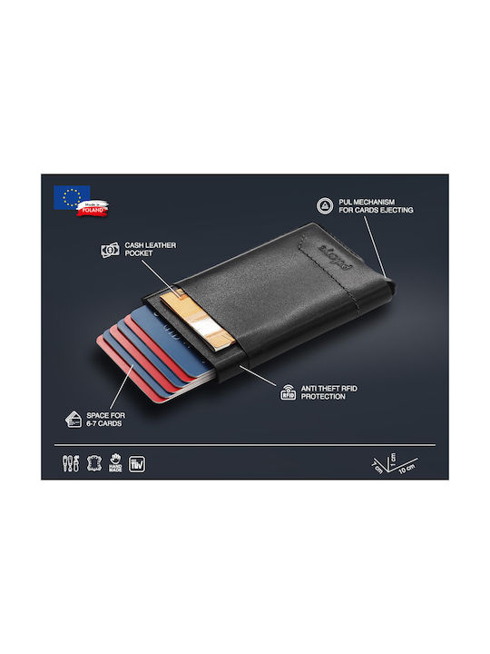 Δερμάτινο Ανδρικό Πορτοφόλι Καρτών με RFID Μαύρο