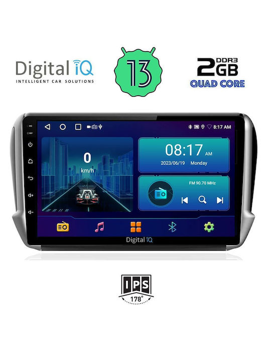 Digital IQ Car Audio System for Peugeot 2008 / 208 2012-2021 (Bluetooth/USB/AUX/WiFi/GPS/Android-Auto) with Touch Screen 10"