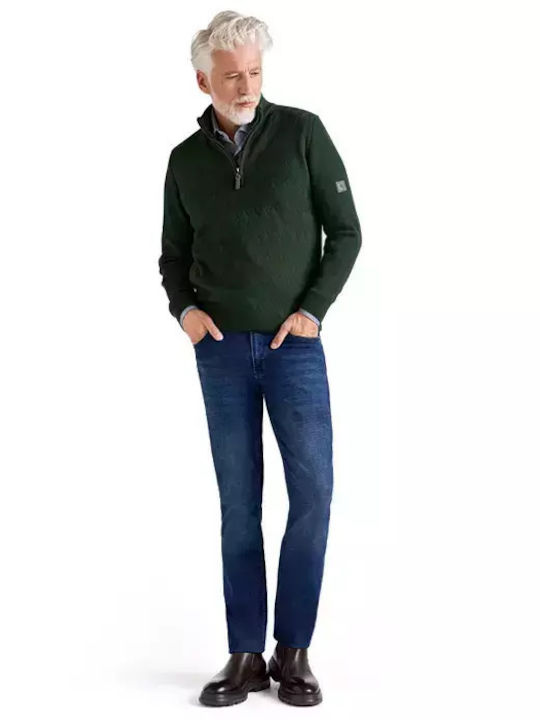 Monte Napoleone Men's Long Sleeve Sweater with Zipper Green