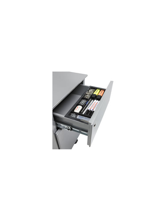 Office Storage Metal Drawer with Wheels, Lock & 3 Drawers White L42xW58xH53.5cm