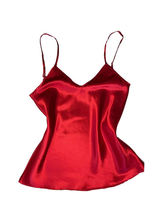 Topaki Winter Women's Pyjama Set Satin Red