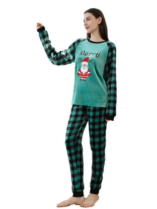 Fuanna De iarnă Set Pijamale pentru Femei Fleece GREEN