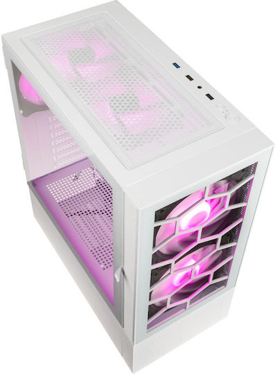 Kolink Observatory MX Glass ARGB Gaming Midi Tower Computer Case with Side Window White
