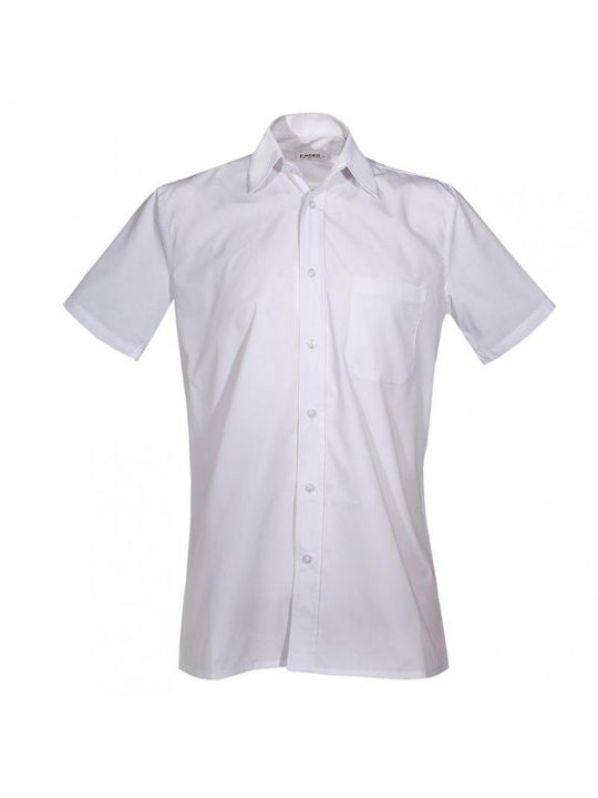 Fageo Men's Shirt Short Sleeve Cotton White