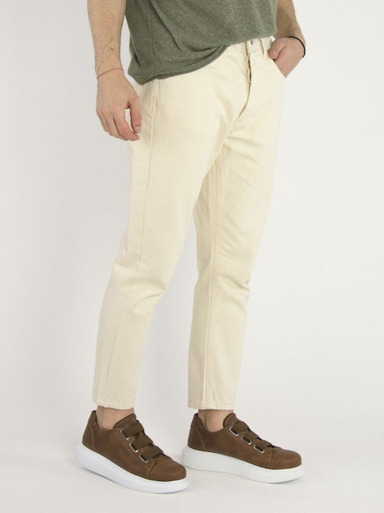 Huxley & Grace Pantaloni de Bărbați din Jean în Croială Largă Beige