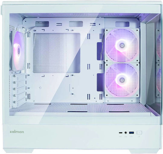 Zalman P30 Gaming Mini Tower Κουτί Υπολογιστή με Πλαϊνό Παράθυρο Λευκό