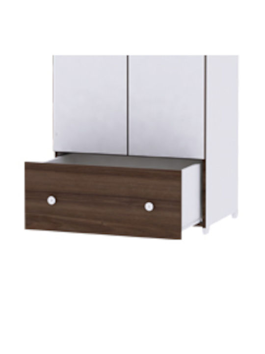 Exclusive Two Door Wardrobe with 1 Drawer White/Coffee 80x57x178cm
