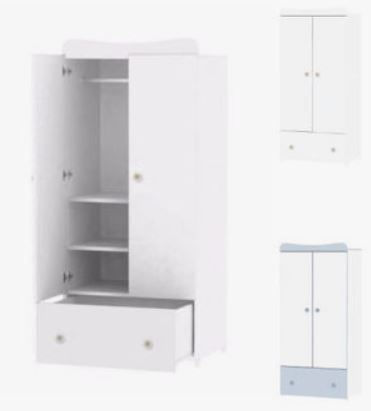 Exclusive Ușă dublă Dulap cu 1 Sertar Alb 80x57x178cm