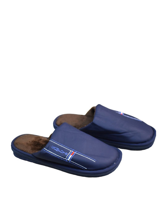 Men's Slippers with Fur Blue