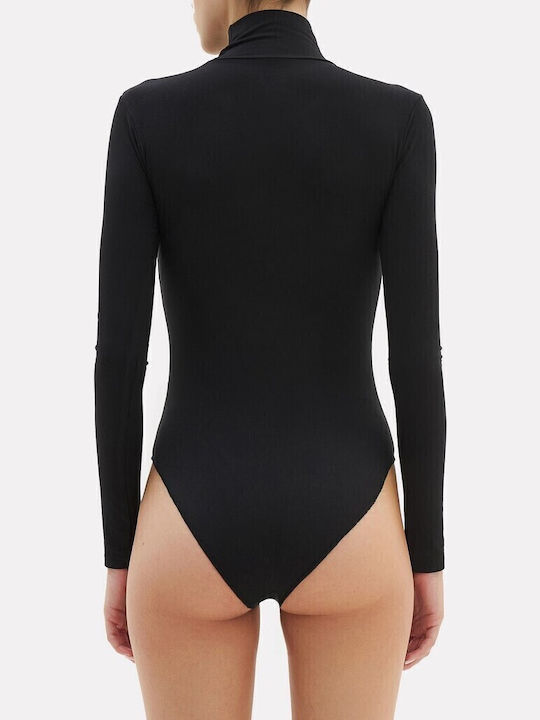 Bodysuit pentru femei Pulover cu guler înalt Black