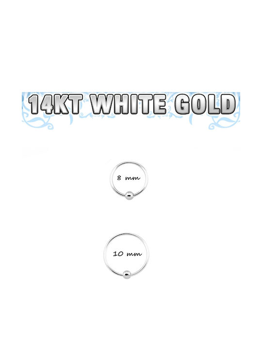 Polytimo Nose Hoop Earring in 14K White Gold 8mm