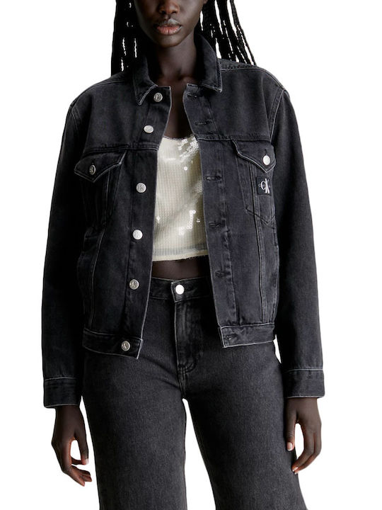 Calvin Klein Women's Short Jean Jacket for Spring or Autumn BLACK