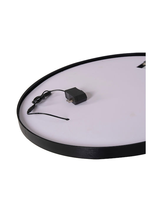 HomeMarkt Oglindă de Perete cu Negru Ramă din Metalic & Iluminare LED Diametru 60cm 1buc