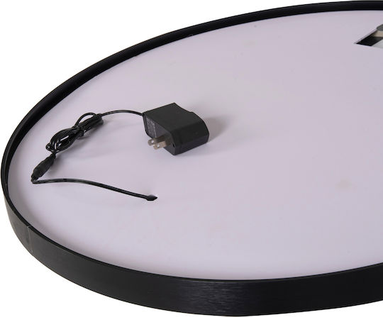 HomeMarkt Oglindă de Perete cu Negru Ramă din Metalic & Iluminare LED Diametru 60cm 1buc