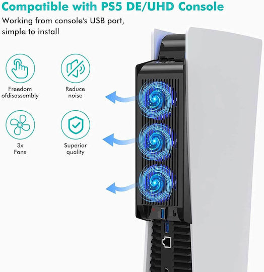 KIWIHOME DSP-829 Cooling System for PS5 in Black color