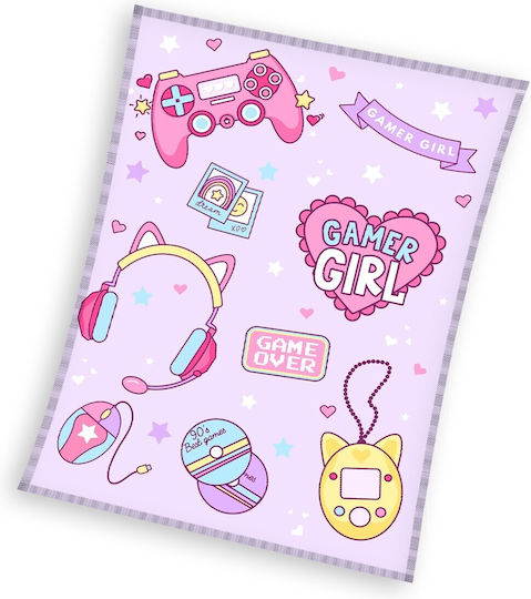 Κουβέρτα Fleece Gamer Girl Ροζ 130x170εκ.