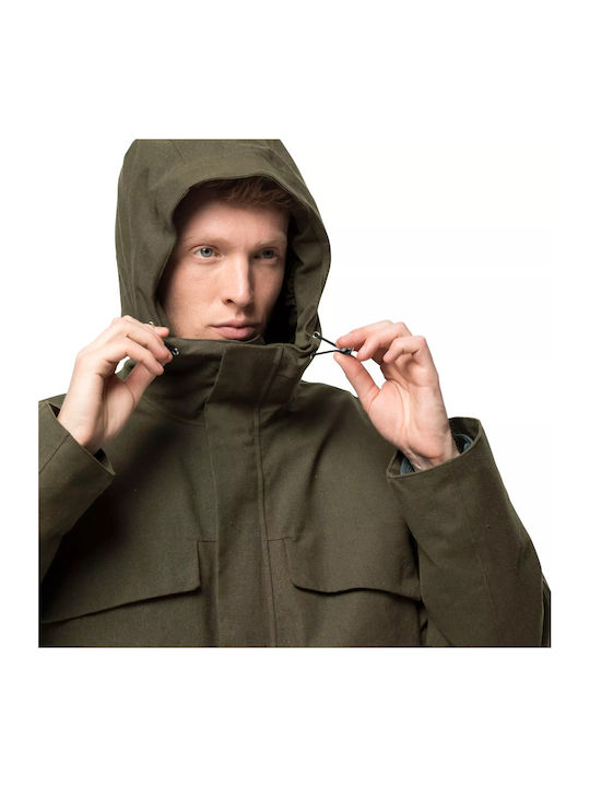 Jack Wolfskin Geacă pentru bărbați de iarnă Parka Impermeabil și rezistent la vânt Verde