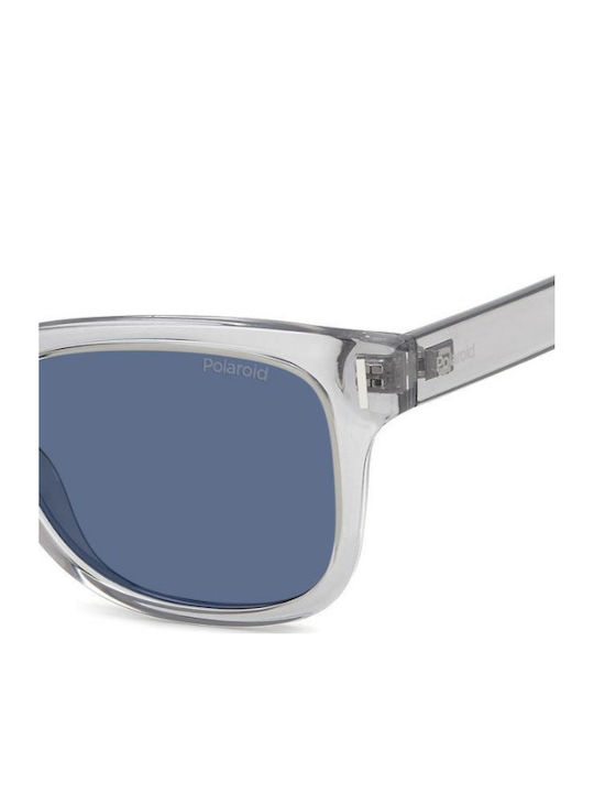 Polaroid Unisex Sunglasses With Grey Horn-Rimmed Frame And Blue Lenses PLD6206/S KB7/C3