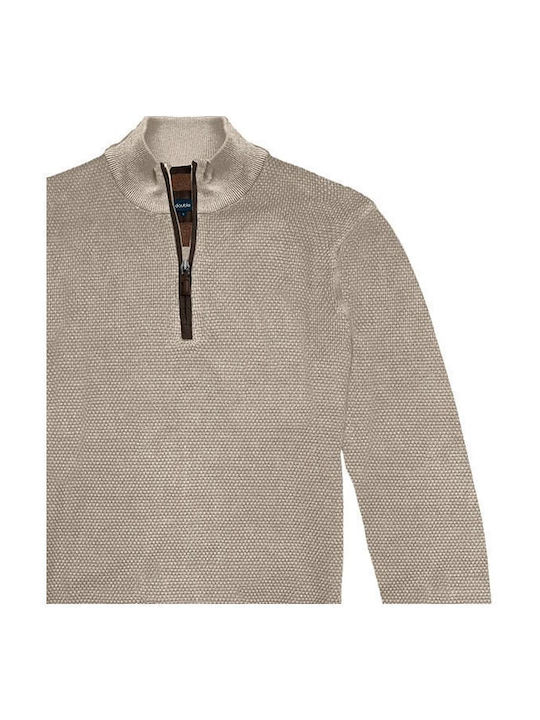 Double Men's Long Sleeve Blouse with Zipper beige