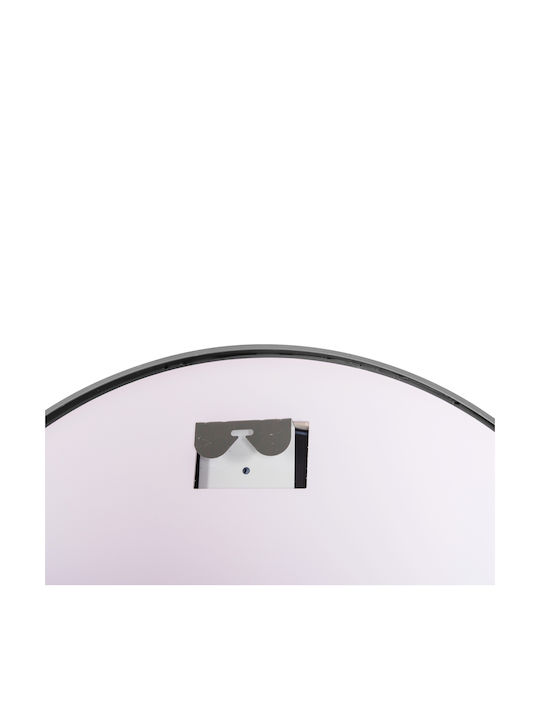 HomeMarkt Wall Mirror with Gray Metallic Frame & LED Lighting Diameter 60cm 1pcs