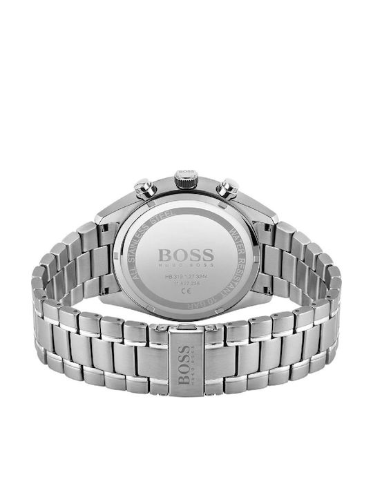 Boss Champion Herrenuhr 44mm Chronograph Batterie mit Silber Metallarmband