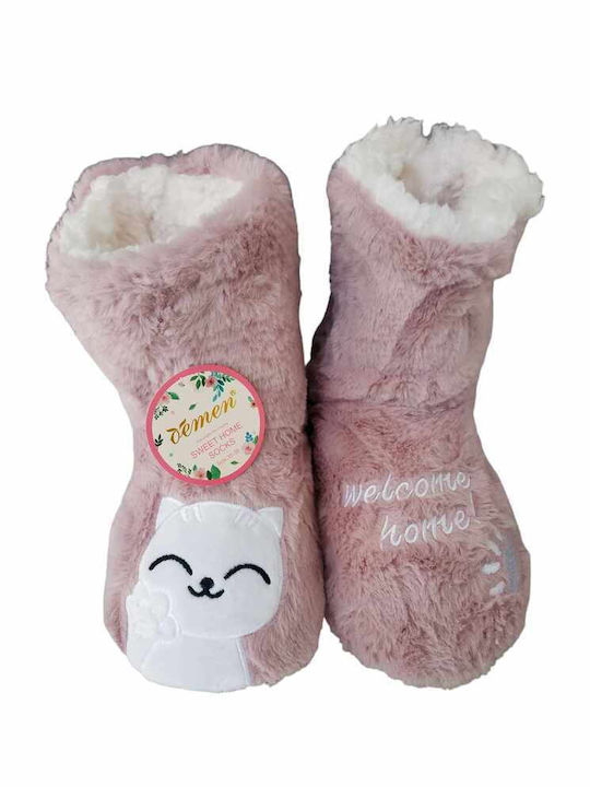 Fengi Closed Women's Slippers With fur Drk.Pink