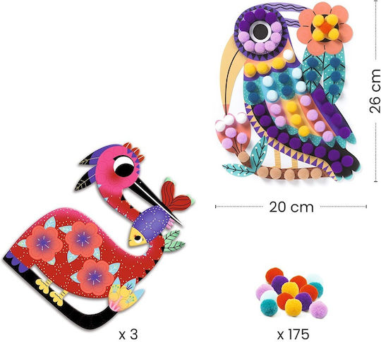 Djeco Collage Pom Pom Birds for Children 3+ years Years