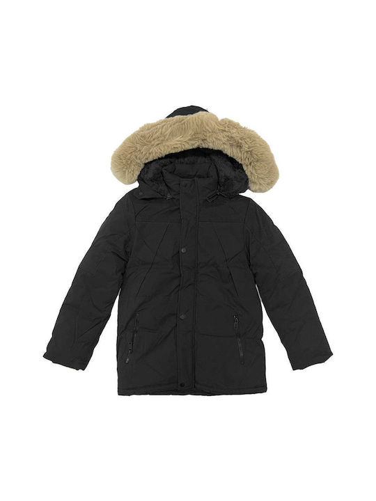 Ustyle Kinderparka mit Futter & Kapuze Black.