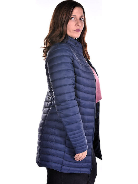 Women's Short Puffer Jacket for Winter Blue.