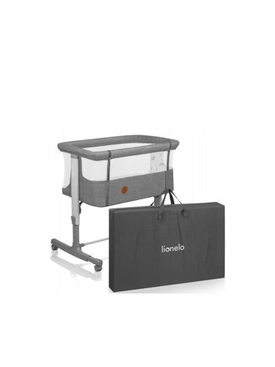 Lionelo Λίκνο Aurora με Στρώμα, Πλαϊνό Άνοιγμα και Ρόδες Gray Graphite