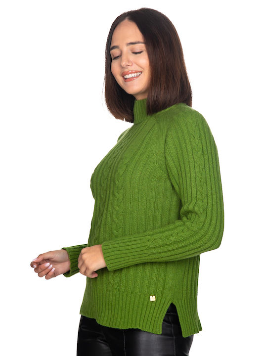 Vera Damen Langarm Pullover Wolle Grün