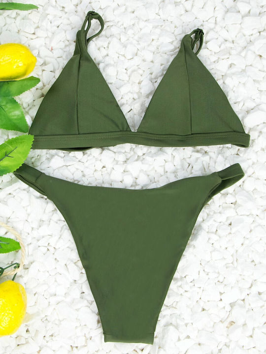 Bikini Set Triangle Top & Slip Bottom Khaki