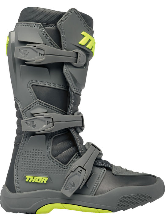 Thor MX Youth Blitz XR Leather Kid's Motocross Boots Grey/Charcoal