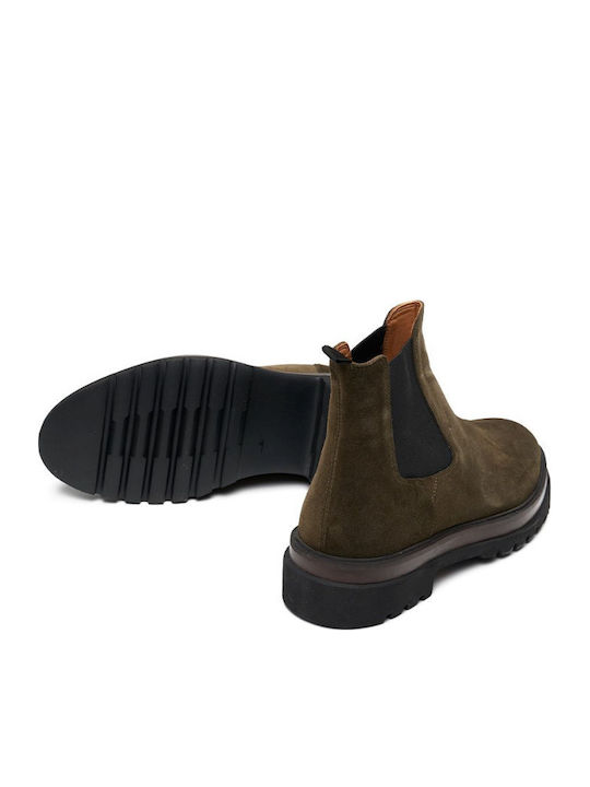 Leather Khaki Chelsea Boots