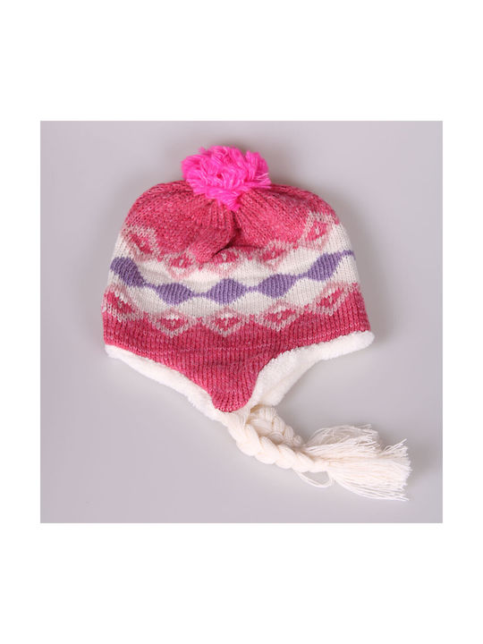 Kids Beanie Set with Scarf & Gloves Knitted Fuchsia