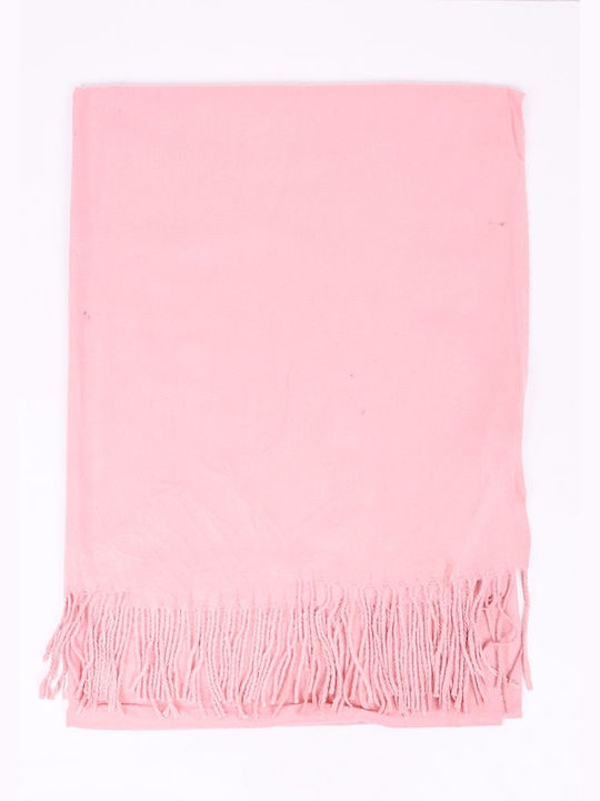 Women's monochrome wool/cotton scarf Pink