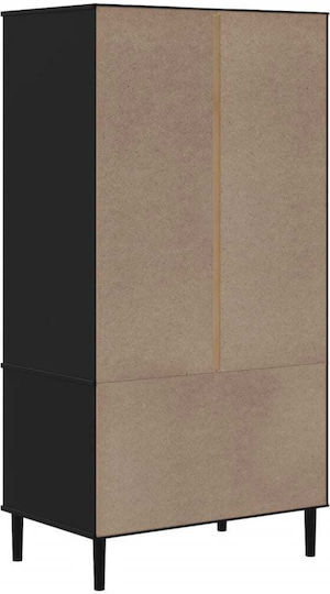 Δίφυλλη Ντουλάπα με Καθρέπτη Μαύρο 90x55x175cm