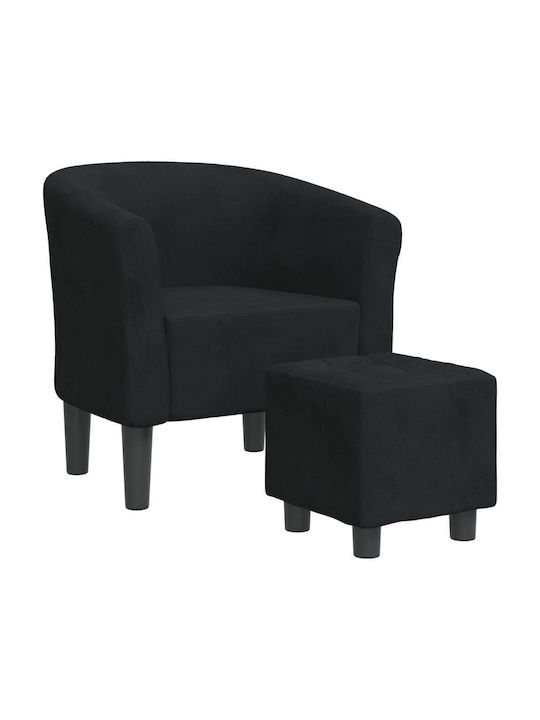 Barrel Armchair with Footstool Black 70x56x68cm