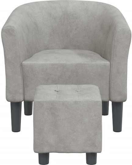 Barrel Sessel mit Fußhocker Samt Light Grey 70x56x68cm
