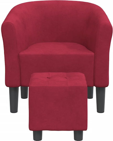 Barrel Sessel mit Fußhocker Samt Bordeaux 46.5x46.5x45cm