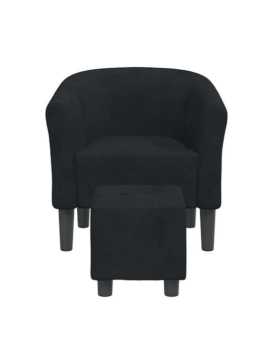 Barrel Armchair with Footstool Black 70x56x68cm