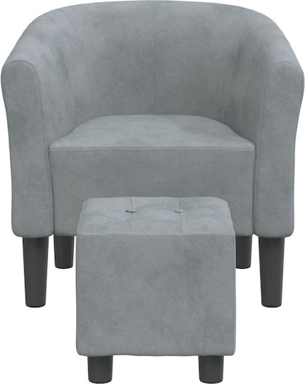 Barrel Sessel mit Fußhocker Samt Dark Grey 70x56x68cm