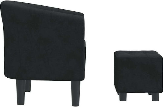 Барел Фотьойл С поставка за крака Кадифен Dark 70x56x68см